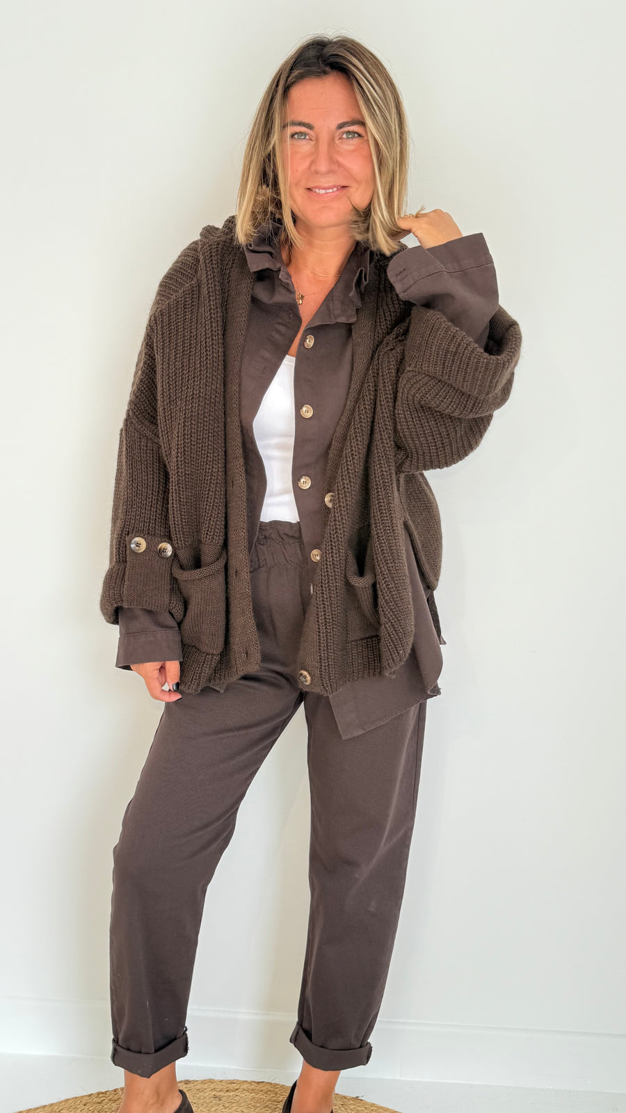 Gilet Manon maille marron