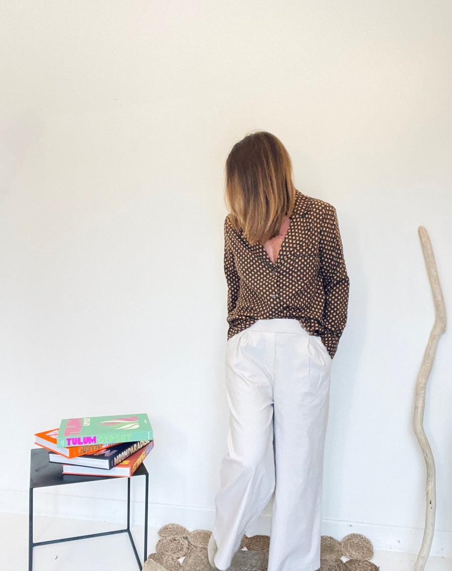 Chemise Louisa col pyjama vert - Les Coulisses d’Elo